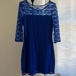 Blue Lace Bodycon Dress